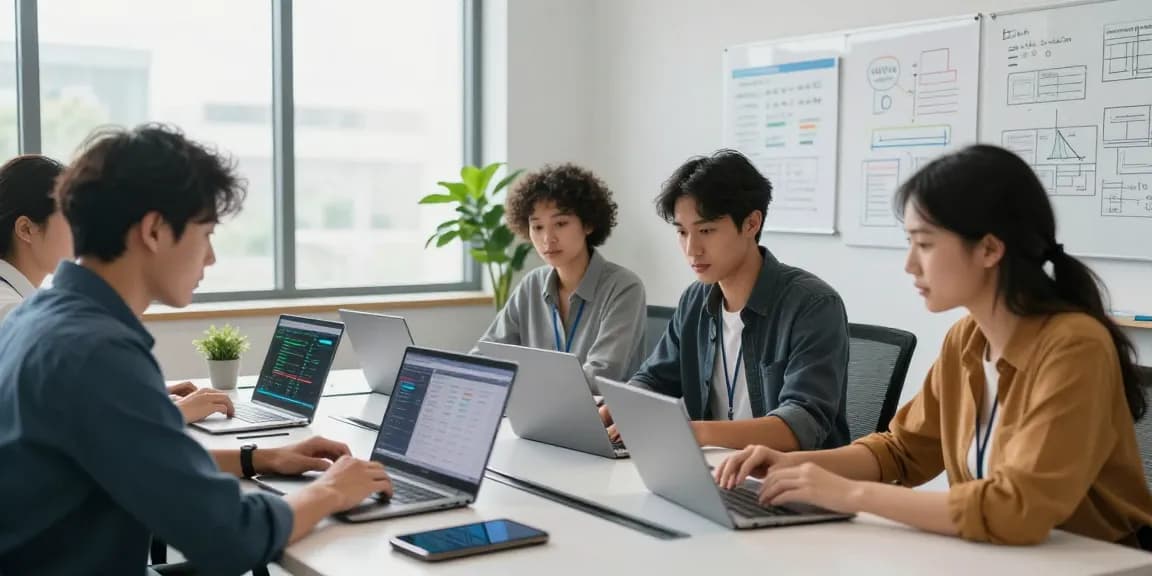 Proactive IT support businesses team collaborating on solutions in a modern office setting.