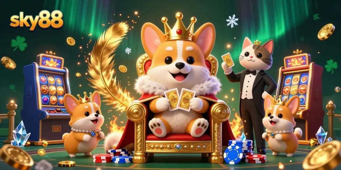 Experience winning bonuses at sky88 with an interactive 3D casino scene filled with vibrant characters.