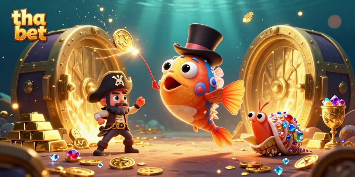 Experience winning moments with tha bet in this vibrant underwater casino scene filled with treasures and games.