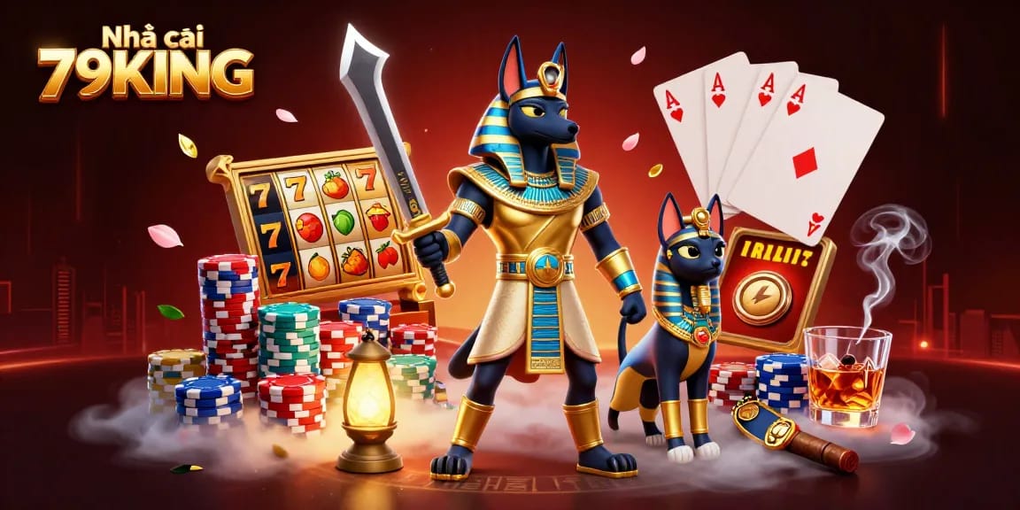 Play and win at Nhà cái 79KING's vibrant slots and poker games amid an ancient Egyptian theme.