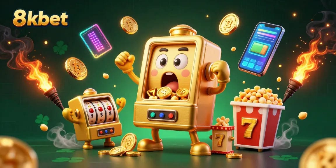 Spin the slots with 8xbet as the golden slot machine hits the jackpot amid cheering baby slots.