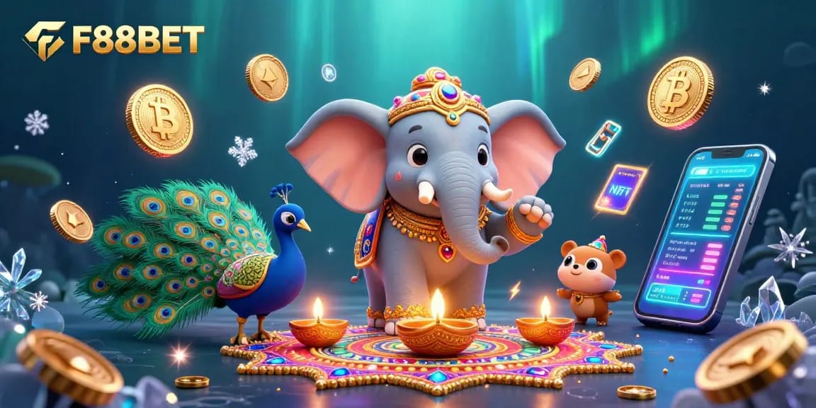 Experience winning excitement at F88BET with vibrant 3D casino-themed illustrations and gaming elements