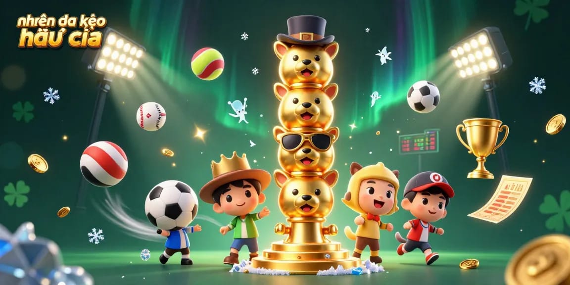 Engage with nhận định kèo nhà cái highlighted in vibrant sports betting scene featuring a totem pole with dynamic game elements.