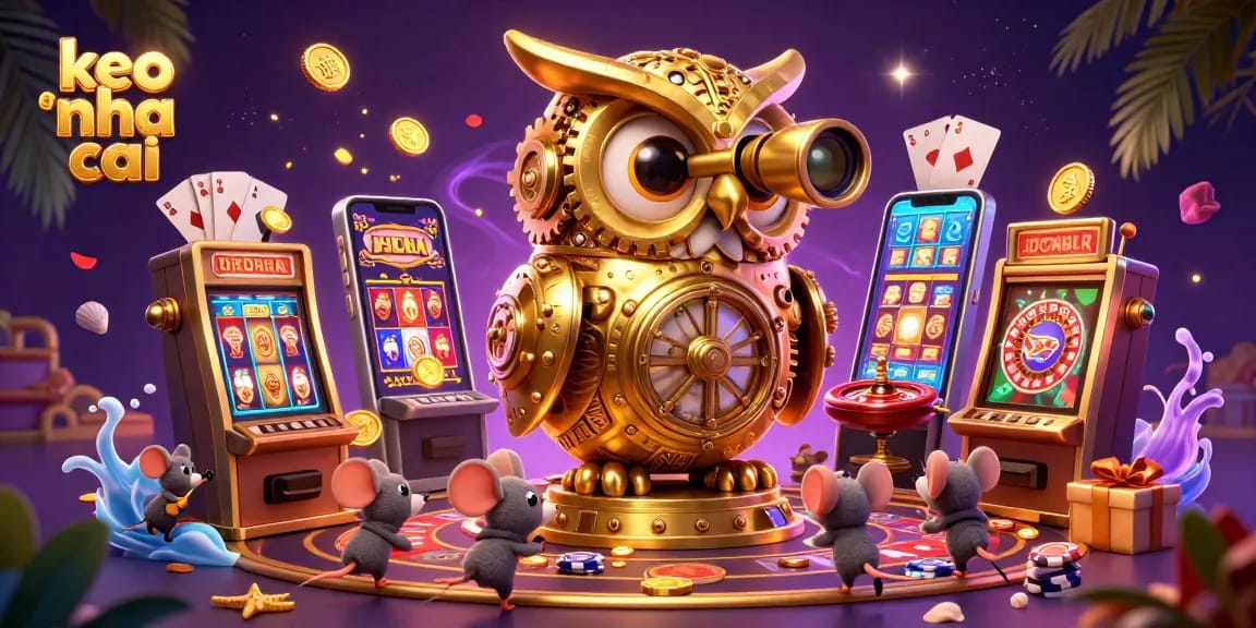Experience the thrill of keo nha cai with vibrant casino elements and characters in a playful illustration.