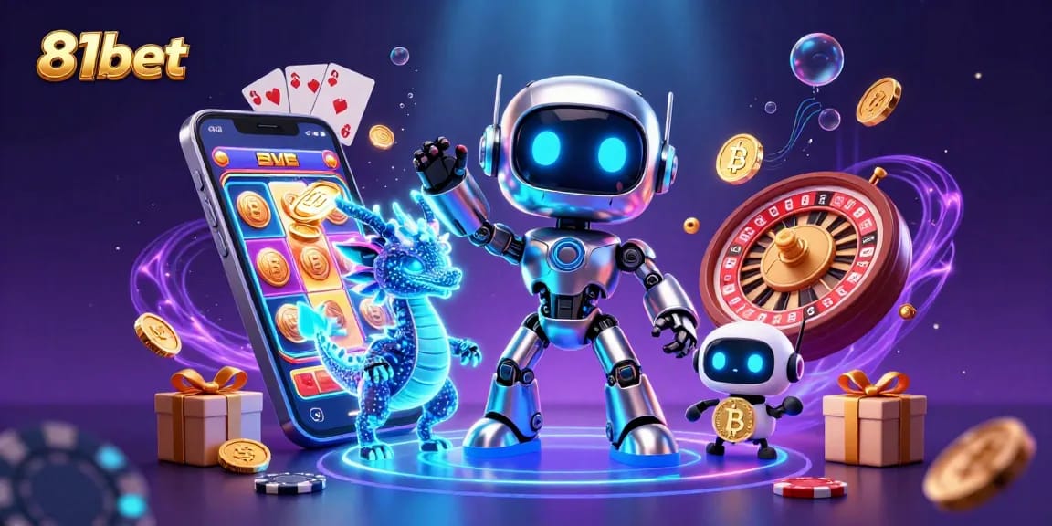 Engage with 81bet's thrilling online gaming experience featuring vibrant slot machines and dynamic characters.