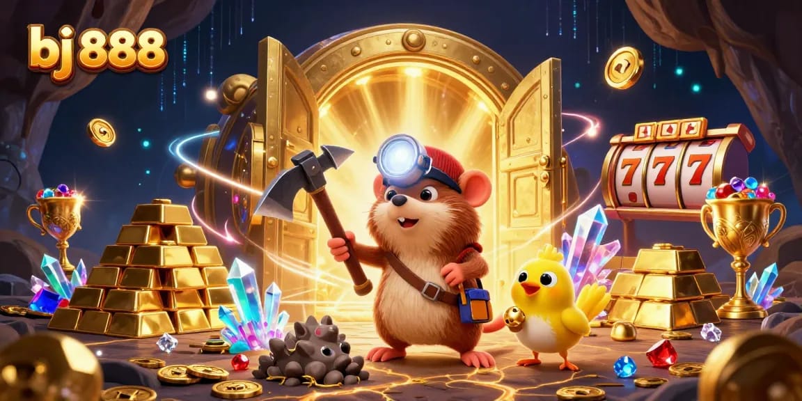 Join the adventure with bj 888 as our treasure hunter mole uncovers jackpots and gems in an online casino.