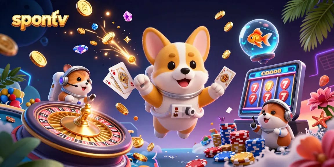 Experience spontaneity with spontv's immersive sports streaming, highlighted by a dynamic casino-themed illustration.