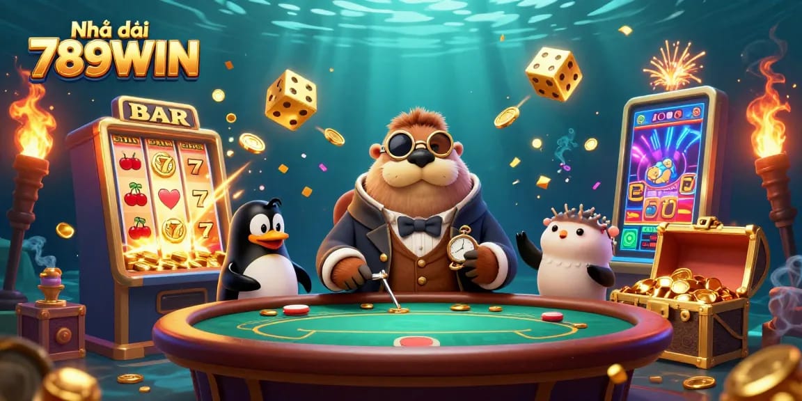 Experience gaming thrill at Nhà cái 789WIN with unique underwater poker scene.