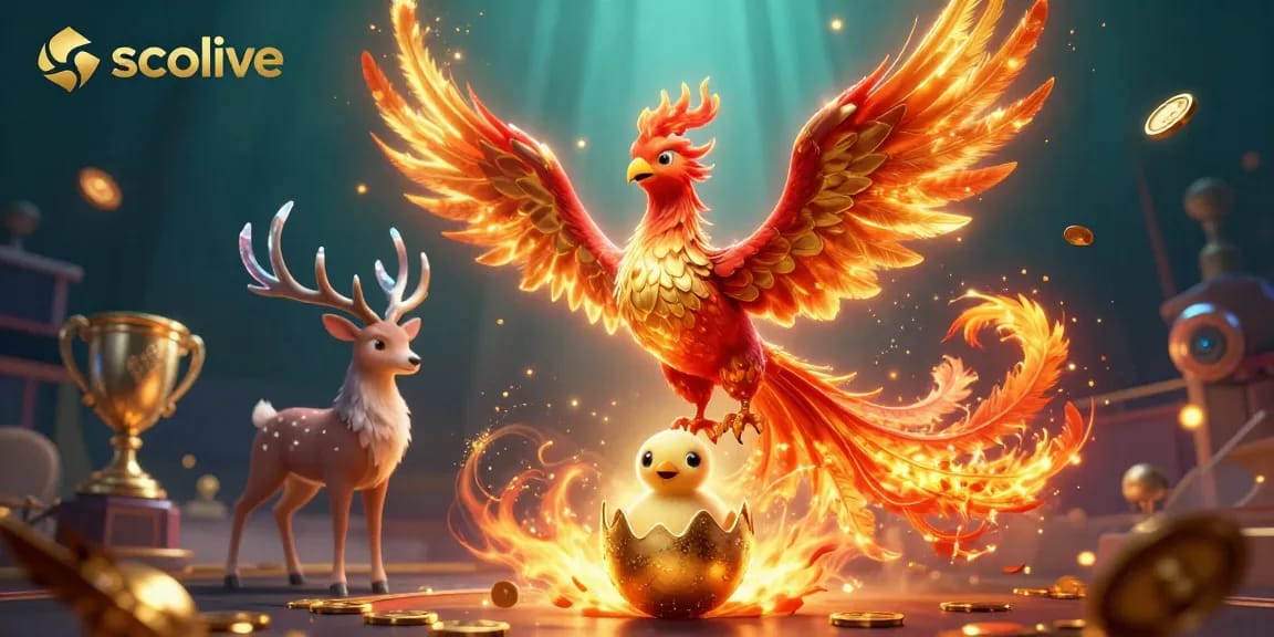 Socolive enhances sports betting experiences with a vibrant, dynamic phoenix scene showcasing colorful action.