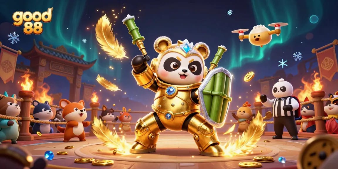 Engage in exhilarating cockfighting with good 88, witnessing a golden panda in action!