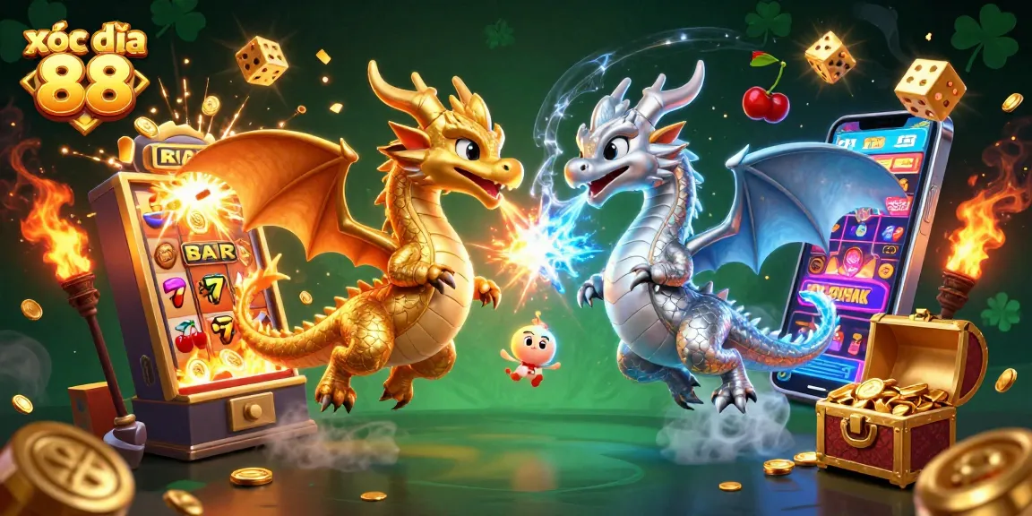 Experience thrilling action with xóc đĩa 88 game motifs, featuring dragons and a jackpot explosion.