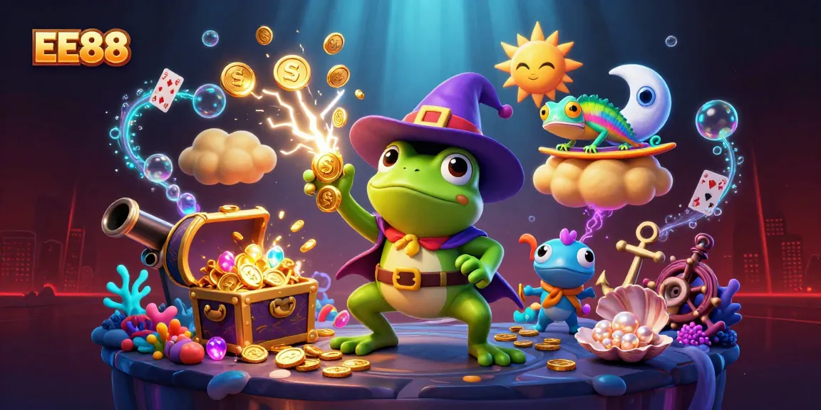 Experience exciting winning moments at EE88 with dynamic 3D characters surrounded by sparkling treasures.