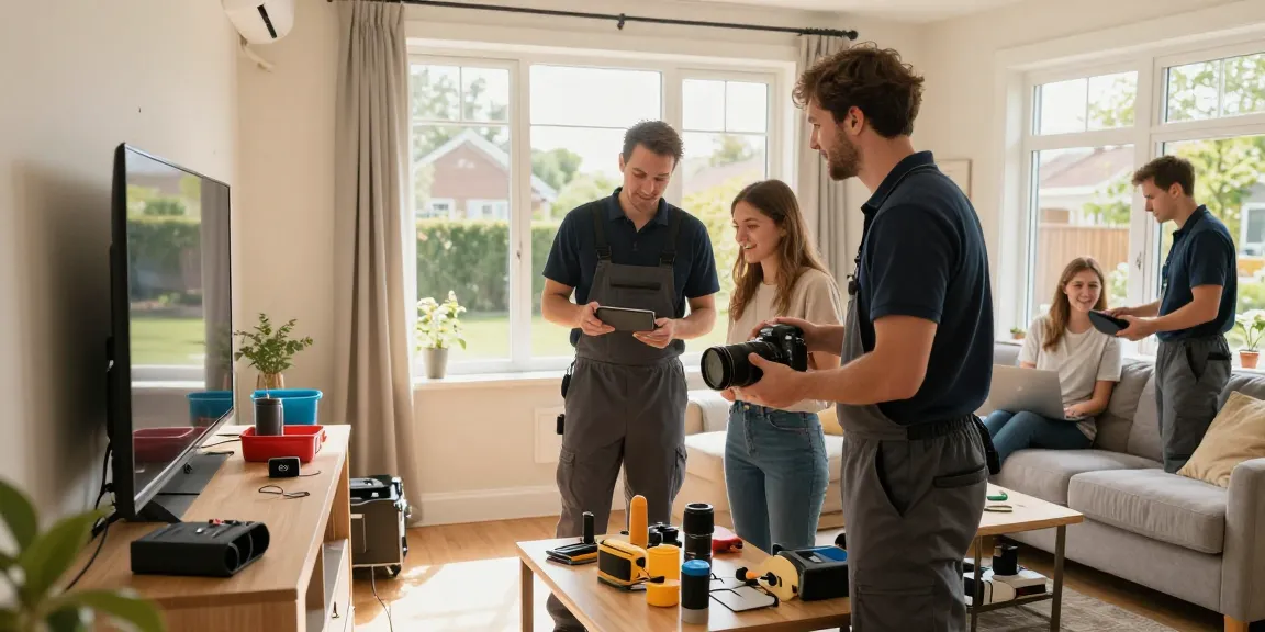 Trusted provider for IPTV UK services in the community, professional contractors at work.