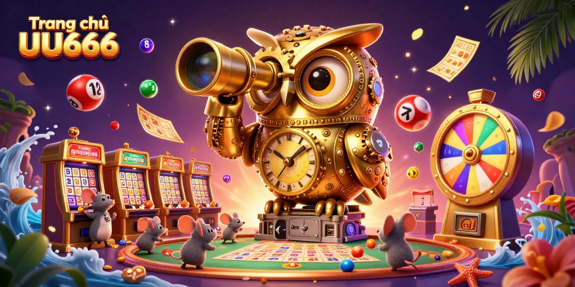 Experience the excitement of Trang chủ UU666 with colorful lottery balls and dynamic casino elements.