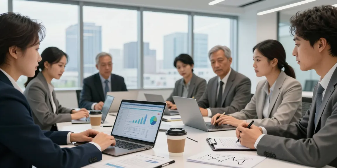 Square merchant cash advance discussions among business professionals in a modern office setting.