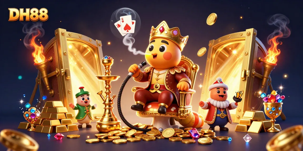 Experience thrilling gameplay at DH88 with a vibrant scene featuring a cartoon caterpillar master, gold coins, and poker symbols.