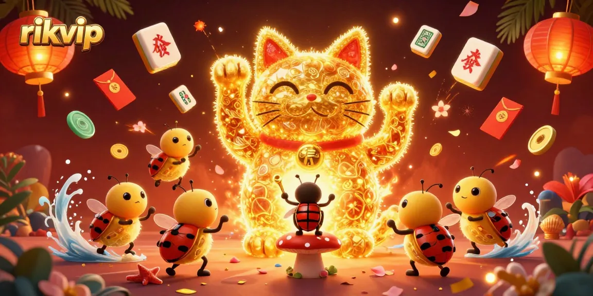 Experience thrilling luck with rikvip's vibrant giant lucky cat casino illustration filled with energy.