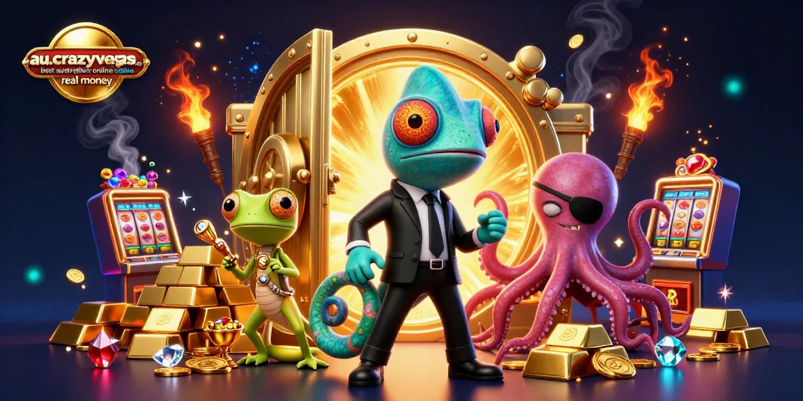 Engage with the thrilling atmosphere of au.crazyvegas.com best australian online casino real money featuring dynamic characters in a colorful casino scene.