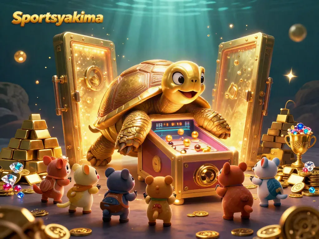 Engage in thrilling gameplay at sportsyakima with vibrant golden tortoise pinball and treasure visuals.