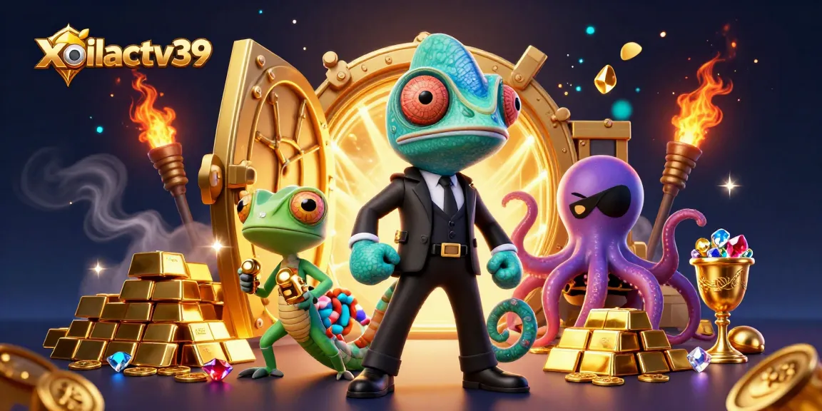 Exciting xoilactv39 gaming scene featuring immersive characters with vibrant treasure elements.
