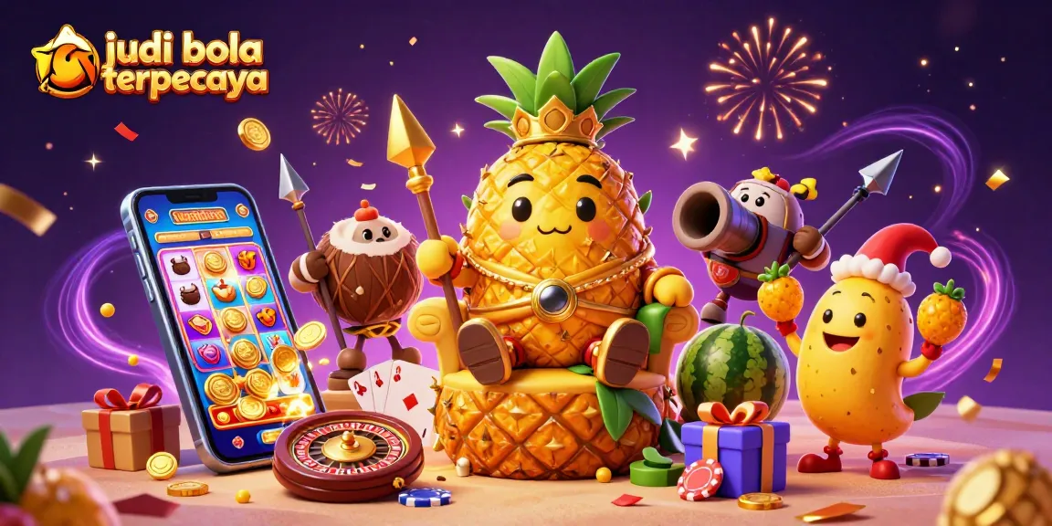Experience judi bola terpercaya with a vibrant casino scene, showcasing thrilling games and festive elements.