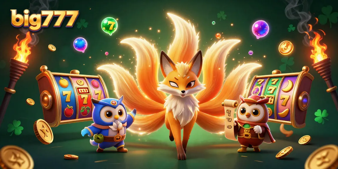 Join the excitement at big777 with vibrant slot reels and dynamic 3D characters in a thrilling casino scene.