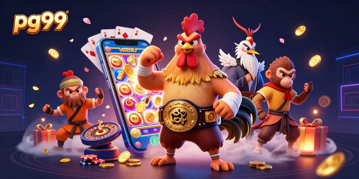 Spin win at pg99 with vibrant casino characters in a thrilling gambling scene.