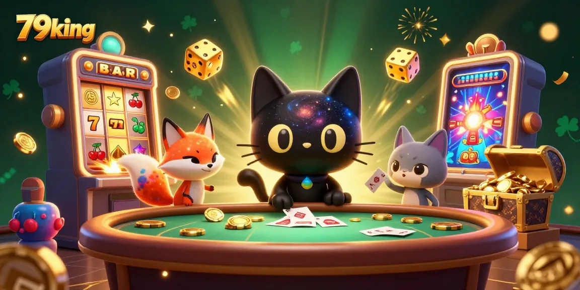 Experience 79king's thrilling casino atmosphere with a cosmic twist, featuring vibrant characters and dynamic gaming elements.