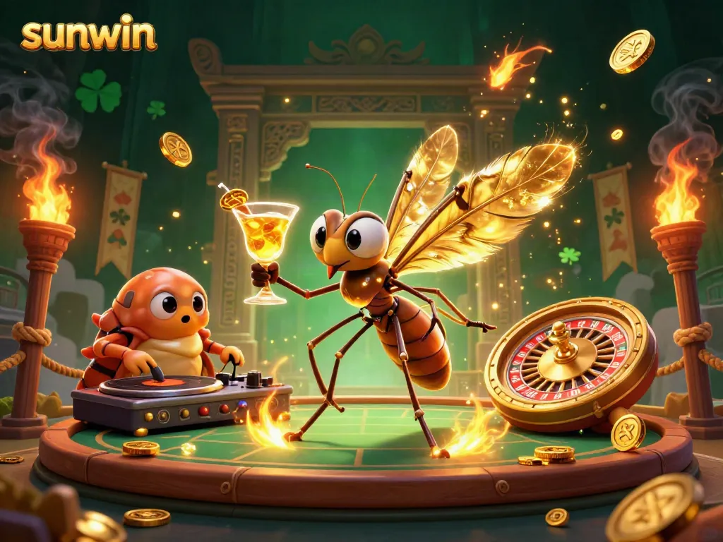 Experience the thrilling atmosphere of sunwin's online casino with vibrant characters and rich gaming elements.