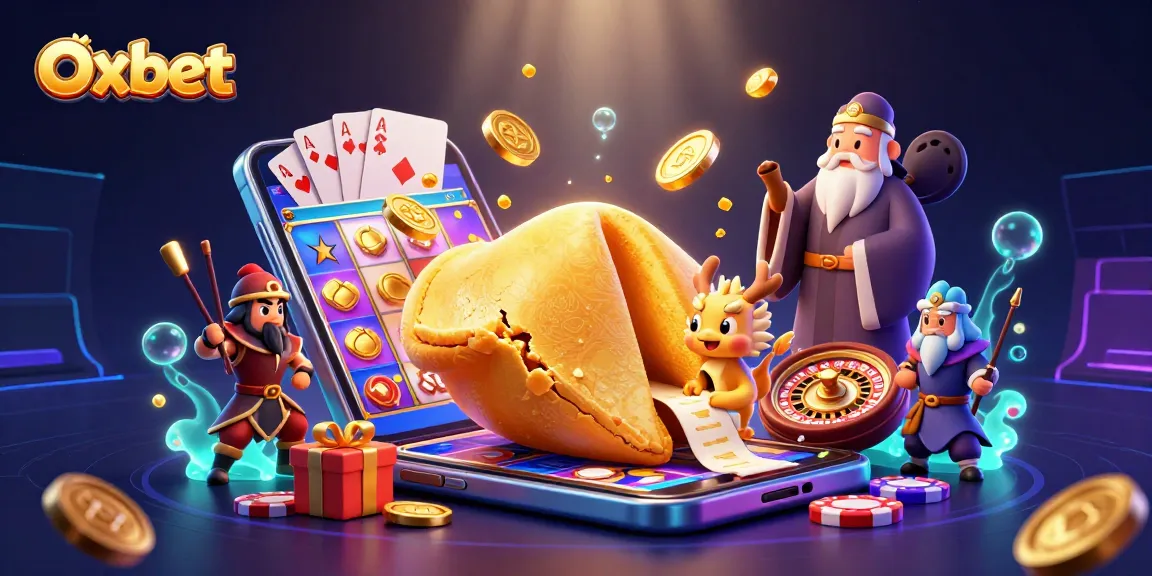 Experience the thrill of Oxbet with a vibrant 3D casino scene featuring games and characters.